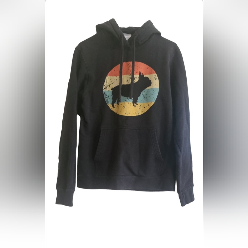 Womens Black Frenchie Hoodie Sz S